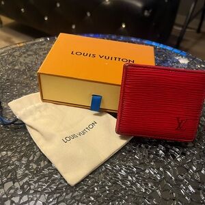 Vintage PreLoved Red Epi Accordion Coin Pouch